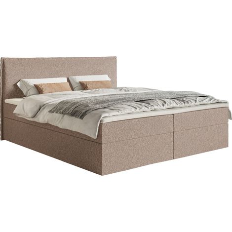 Selsey Softie – Boxspringbett 160x200 cm mit Topper und Stauraum, Chenille, Dunkelbeige (1/5)