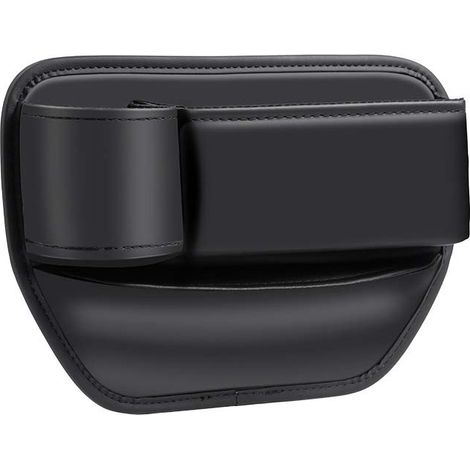Scatola Portaoggetti In Pelle Pu, Organizer Per Riempire Lo Spazio Del Sedile Dell'auto Per Telefoni Cellulari, Portafogli, Carte, Monete, Tazze, Stessa Direzione (Nero + Portabicchieri Anteriore Per 