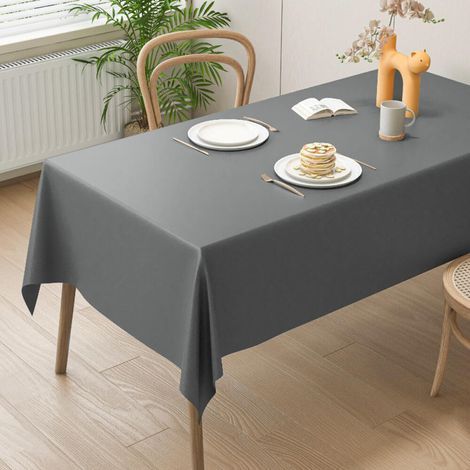 140 x 200 cm,Gris Clair Nappe AntiTaches Lavable, Nappe rectangulaire imperméable, pour Salle à Manger, Jardin, fête, Mariage ou Maison (1/5)