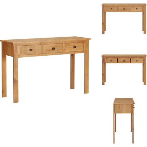 Coiffeuse 110x40x75 cm Bois de chêne massif - Table Basse - Meuble Rangement - Commode - Table D'appoint - Bureau D'angle (1/5)