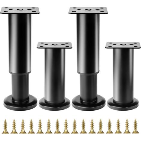 4 Pcs Pied de Meuble Reglable 12-18 cm, Pied Meuble Reglable, Pieds de Table de Nivellement pour Meubles, Pieds de Meubles Réglables en Hauteur Noirs pour Chaises Lit Canapé Placard Armoires (1/5)