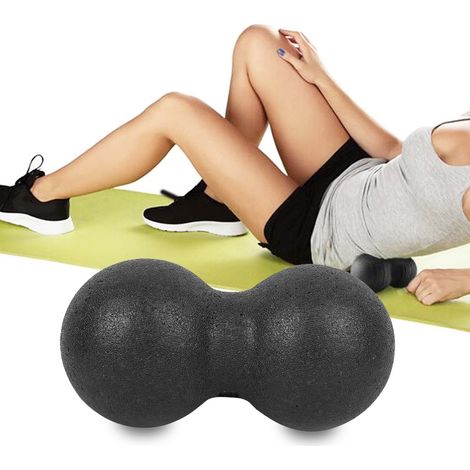 Balle de massage musculaire 12cm pour récupération sportive - Accessoire fitness et yoga noir (1/5)