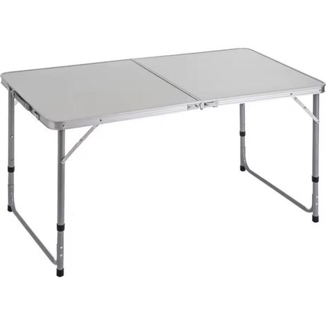 Folding Camping Table - Portable 120x60x70 cm, Adjustable Height 50-60-70 cm, Aluminum Frame, MDF Top, Carry Handle, Compact Design for Picnics and Beach Use. (1/5)