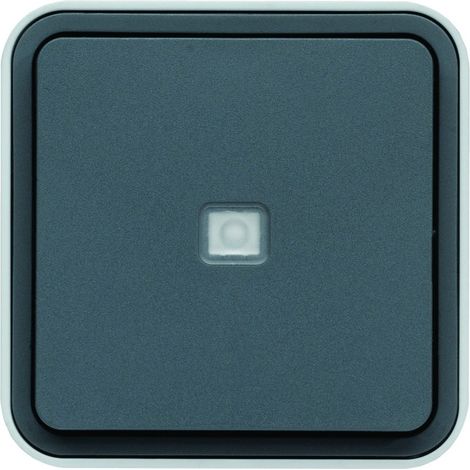 Hager WNC021 Cubyko illuminated push button 1O/1F, IP55 waterproof, gray, surface mounted
