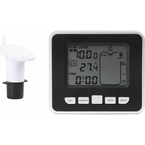 Capteur De Niveau D Eau - Ultrasons - Affichage LCD 10 Barres - Température Intérieure Et Réservoir - Alarme Haut/Bas/Vide - Montage Table Ou Mur - 1 Pièce