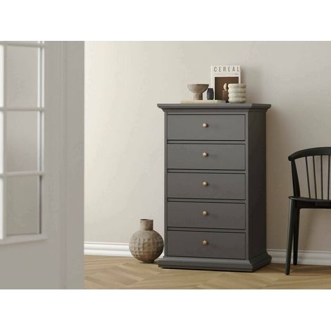 Dmora - Cajonera Clementine, Cómoda multiusos, Cómoda de dormitorio, Gabinete con cajones, 63x49 h105 cm, Gris (1/5)