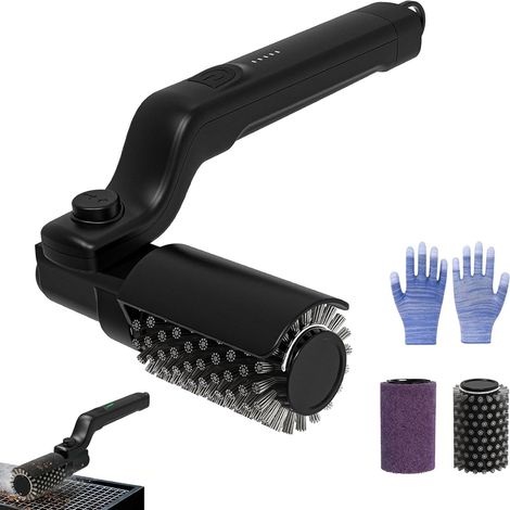 Maison Braise Brosse La Brossière, Brosse Barbecue Électrique pour Grille, Tête Rotative 180°, 3 Vitesses, Brosse Amovible, Résistante aux Éclaboussures, avec Tête de Rechange et Gant (1) (1/5)