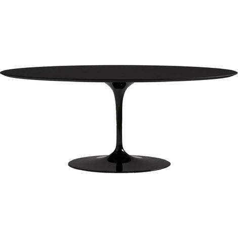 Table tulipe ovale-Plateau Noir mat-Largeur 200 cm-Piètement Noir mat (1/4)