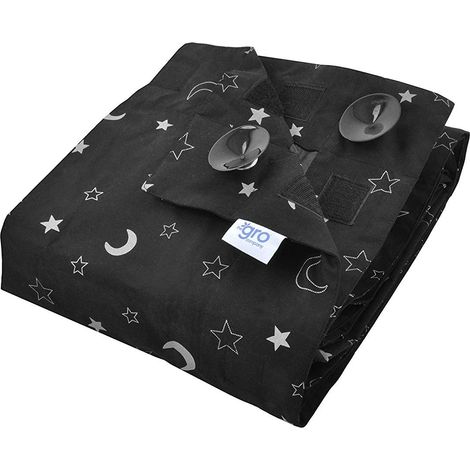 Rideau occultant Ciel Étoilé et Lune Noir, Voilage Obscurcissant Décoration Chambre, Tissu Épais Anti-Lumière, Ensemble de 2 Panneaux, 140x250 cm, Style Moderne (1/5)