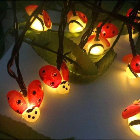 Guirlandes Solaires Extérieures, Coccinelle Solaire Guirlandes Légères 6,5m 30LED Lumières Solaires Insectes étanches pour le Jardin Fête D'été de Mariage de Noël (1/5)