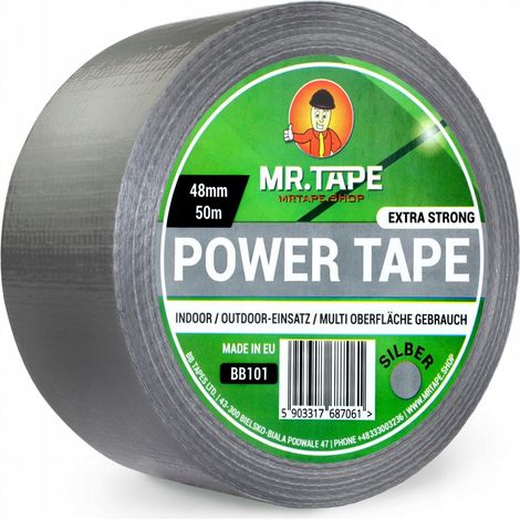 MrTape Silbernes Gewebeband 48 mm/50 m Starkes, verstärktes Powertape