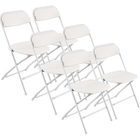 VEVOR Set di 6 Sedie Pieghevoli in Plastica con Struttura in Metallo Resistente, Sedie da Tavolo Portatili Impilabili per Interni ed Esterni, Sgabello in Metallo Pieghevole per Casa, Cortile, Bianco (1/5)