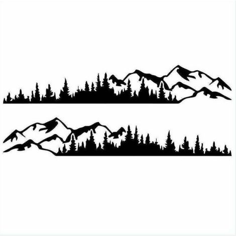 Lot de 2 autocollants de voiture montagne forêt, vinyle décoratif pour camion, fenêtre et pare-chocs (1/5)