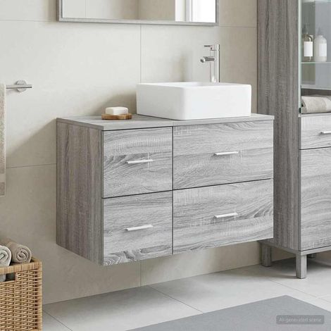 Beyamis Ensemble de meubles de salle de bain 2 pièces gris (1/5)