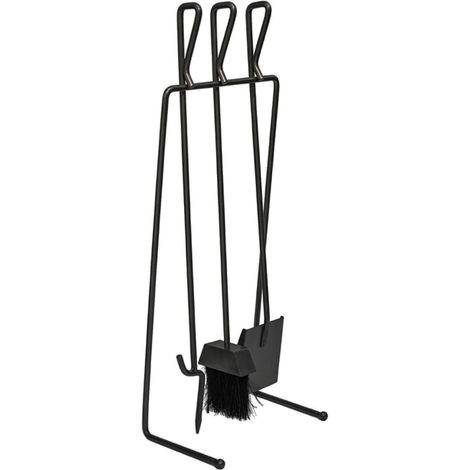 Linear Fireside Companion Set - Iron - L19 x W27 x H73 cm - Black