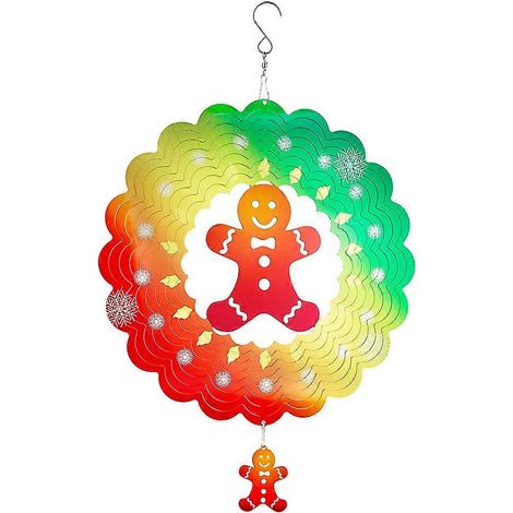 Girouette 3D, décoration de Noël à suspendre, bonhomme gâteau de 30 cm pour le jardin. (1/5)