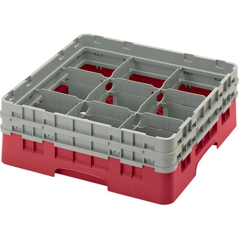 Casiers de lavage - 9 compartiments verres - Haut max 13.3 cm - 50 x 50 x 18.4 cm - Lot de 4 - Cambro