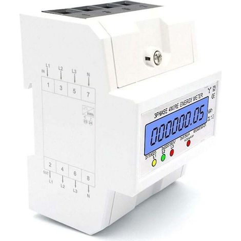Compteur d'énergie triphasé 220/380V – 5-80A – Écran LCD rétroéclairé – Installation sur rail DIN – Précision 1.0 IEC62053-21