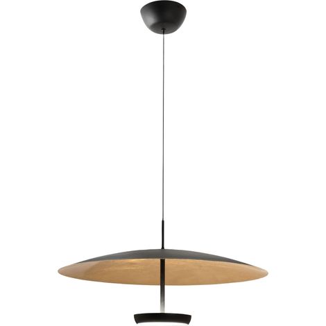 Suspension Led Yuko 40 W 3200 Lm 3000 K À Intensité Variable, Structure En Métal Et Méthacrylate, Finition Feuille D'Or/Noir - Yuko (1/3)