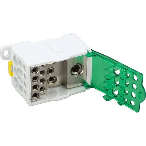 Boîte de jonction de bornier, Rail DIN, ligne principale, Distribution d'énergie universelle, 690V, 400A, vert