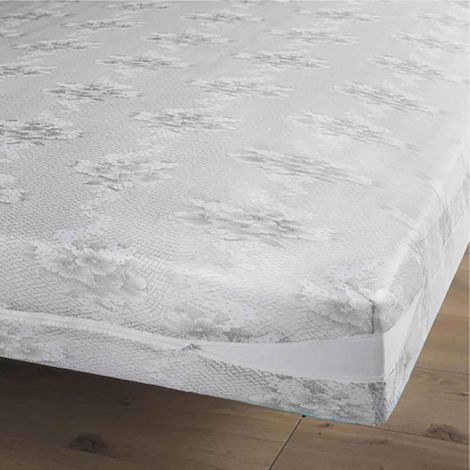 Paris Prix – Housse rénovatrice pour matelas 140x190cm – Polyester extensible – Forme rectangulaire – Fermeture à glissière – Certification Oeko Tex (1/2)