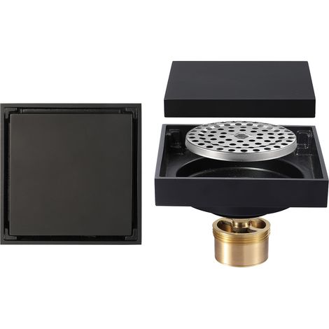Floor Drain, 10x10cm Black Modern Design Bathroom Air Freshener Floor Drain for Bathroom Siphon Floor Drain Bathroom Shower Drain