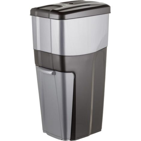 Poubelle tri sélectif 3 compartiments 38,5 l – 70 cm de hauteur – 39 cm de largeur – 28 cm de longueur – Plastique gris – Bama