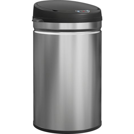 Poubelle à capteur de 30 litres avec fonction de fermeture douce, poubelle en acier inoxydable sans contact pour cuisines hygiéniques empilable