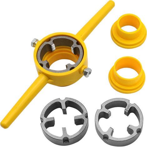 Outil de Fabrication Filetage en PVC,Enfileur Tuyaux,Kit D'Outils Plomberie, Matrices Rondes avec 3 1/2 Pouce,3/4 Pouces et 1 Pouce,Ensemble NPT 6 Pièces