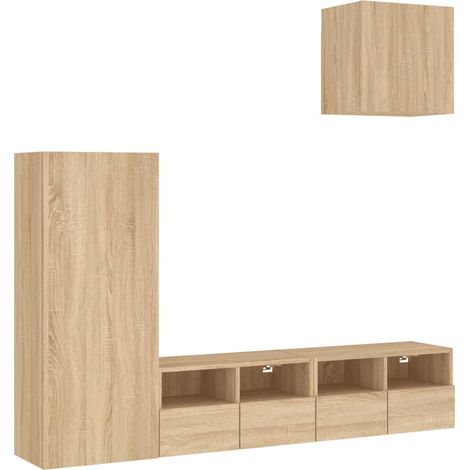 Maison Exclusive - 4-tlg. Wohnwand Sonoma-Eiche Holzwerkstoff