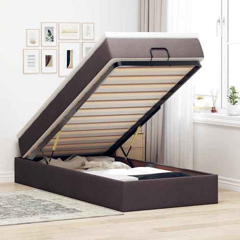 Ottoman-Bett mit Matratze Dunkelbraun 100x200 cm Stoff (1/5)