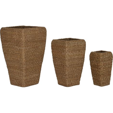 Macetero Set 3 Seagrass Metal 40X40X70 Natural (1/4)