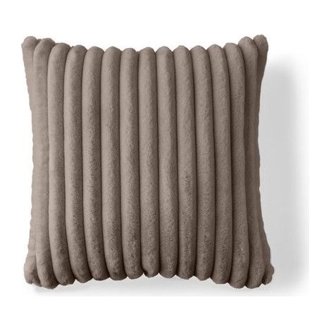 1 coussin en fausse fourrure côtelée, 40x40 cm, taupe, pour canapé ou fauteuil contemporain
