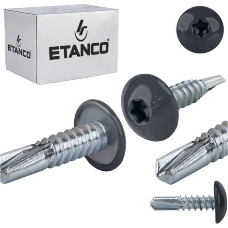 Etanco – Vis autoperceuse 5,5x19mm acier galvanisé – RAL 7016 – Pour tôles d'acier jusqu'à 5mm – Vissage rapide en série