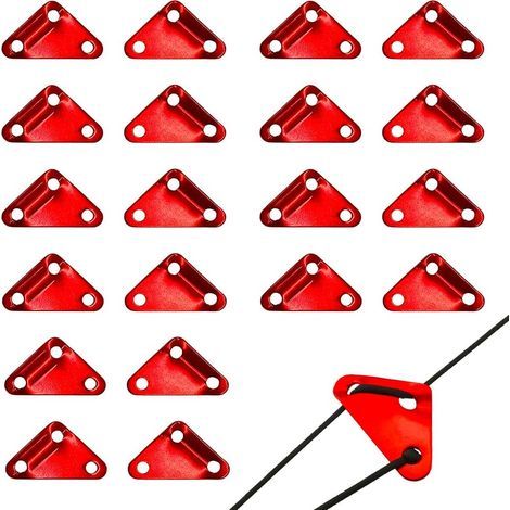 20 Pieces Rope Tensioner, Rope Adjuster, Rope Triangle Tightener, Tent Tensioner with 3 Holes for Outdoor Camping Tent Tarps, Red, M, (1/5)