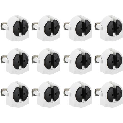 Support de Lampe Fluorescente T5, Paquet de 12, Base de Lampe G5 Douille de Tube Fluorescent LED 500 V Type Tournant Non Shunté Support de Lampe de Remplacement, 22 x 26 x 17 mm (1/5)