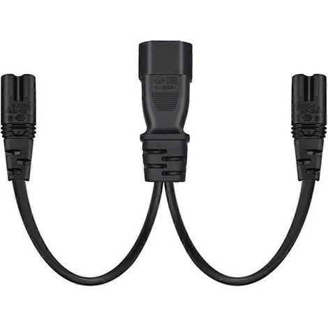 Câble adaptateur convertisseur IEC320-C14 vers IEC320-C7+C7 à 3 broches (1/4)