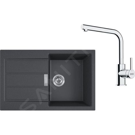 Franke - Set de cuisine T115Č, évier en tectonite S2D 611-78 et robinet FN 3230.031, noir / chrome 143.0687.348 (1/4)