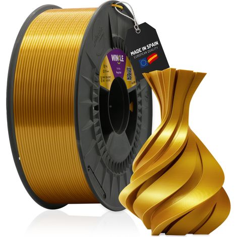 WINKLE Filamento PLA Silk (Seda) Oro Re  Filamento stampante 3D  Filamento PLA 1,75 mm 1 kg  PLA oro  Finitura liscia e setosa  Precisione dimensionale  Bobina 1 kg (1/5)