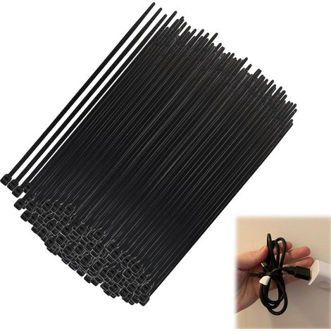 Lot de 300 Colliers de Serrage en Nylon Noir, 100mm x 1.8mm, Attaches Autobloquantes pour Câbles, Idéal pour Organisation Domestique, Électronique et Jardinage,Robuste et durable (1/5)