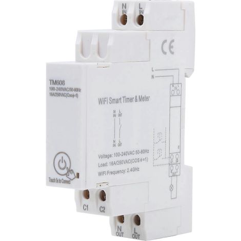 TM608 Intelligenter Zeitschaltuhr-Stromzähler, 2,4 GHz WLAN, einphasig, 16 A, 100–240 V