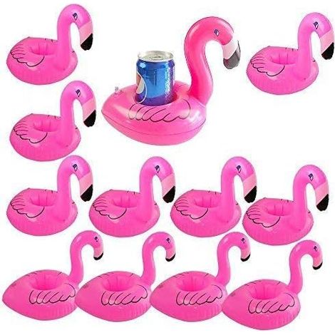Sous-Verre Gonflable - Flamant Rose - Pour Boissons Jusqu'à 35 Cl - Idéal Piscine Jacuzzi Plage - Lot De 12 (1/5)