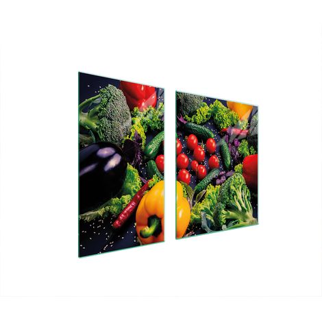 ASSIETTE EN VERRE et PLANCHE À DÉCOUPER 100x52 LÉGUMES (1/5)