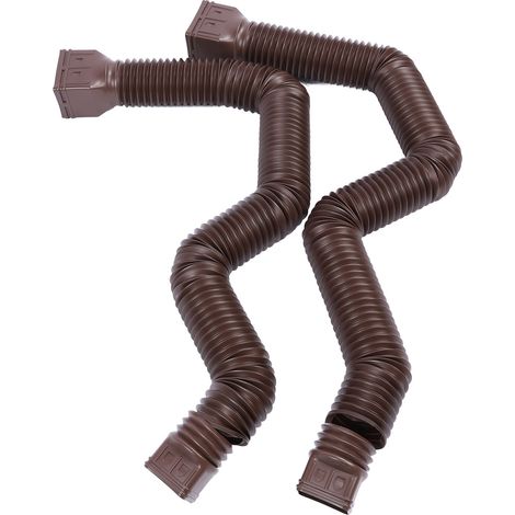 Lot de 2 rallonge de descente de gouttière flexible 53 à 147 cm tuyau d'évacuation extensible pour maison marron (1/5)