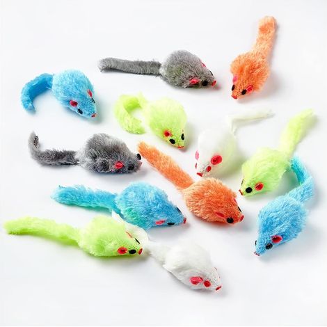 Souris Jouet Chat Interieur avec Hochet Sons 12 Pièces, 5 Variétés de Couleurs Chaton Jouet Souris Plumes Pet Jouet Jeux Chats pour Chat Chaton Animaux Domestiques Toys (1/5)