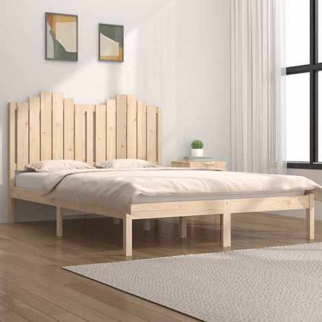 Estructura de cama doble sin colchón madera maciza (1/5)