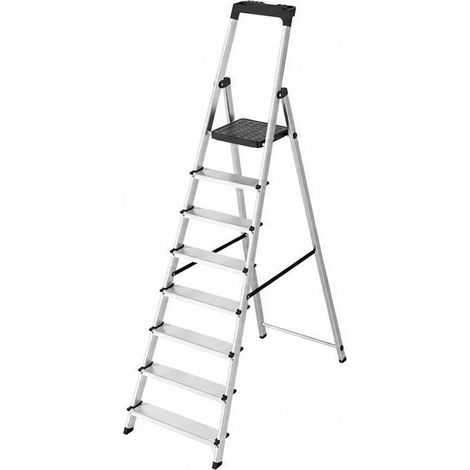 Escalera Aluminio 8 Pedaños Uso Domestico Certificada En 131 Con Bandeja Para Herramientas.