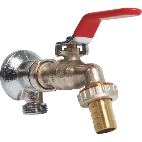 1 Kit Robinet Arrosage Laiton Chromé Orientable Entrée 15/21 Sortie 20/27 Jardin (1/3)