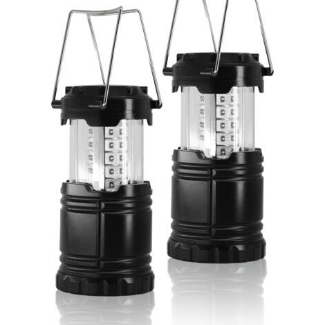 Lampe Camping LED Pliable ，2 Pièces Lanterne de Camping Portable Étanche IPX5 Lampe Torche pour Eclairage Extéieur Camping, Randonnée, Jardin, Pêche, etc