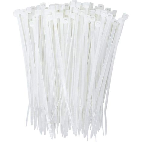 AIDUCHO 600pcs Colliers De Serrage En Nylon Blanc De Tailles Assorties 25cm Avec Support De Câble Parfait Pour La Maison, Le Bureau, Le Garage Et La Gestion Des Fils. (1/5)